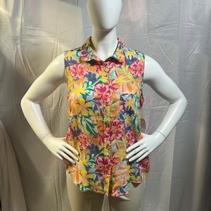 Time and Tru Women's Sleeveless Button-Down Shirt